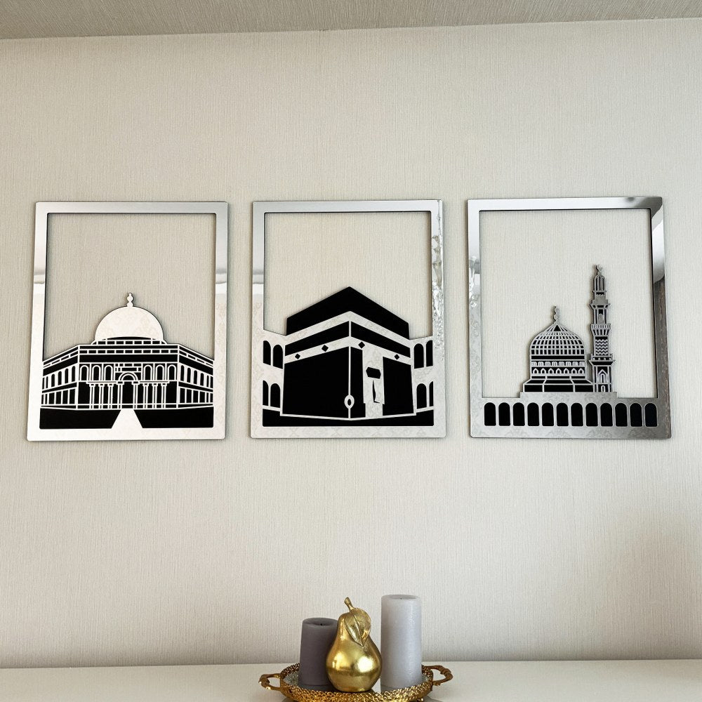 Masjid Al-Haram Islamic Wall Art Kaaba Masjid An-Nabawi Masjid Al Aqsa - Acrylic Wood Wall Art