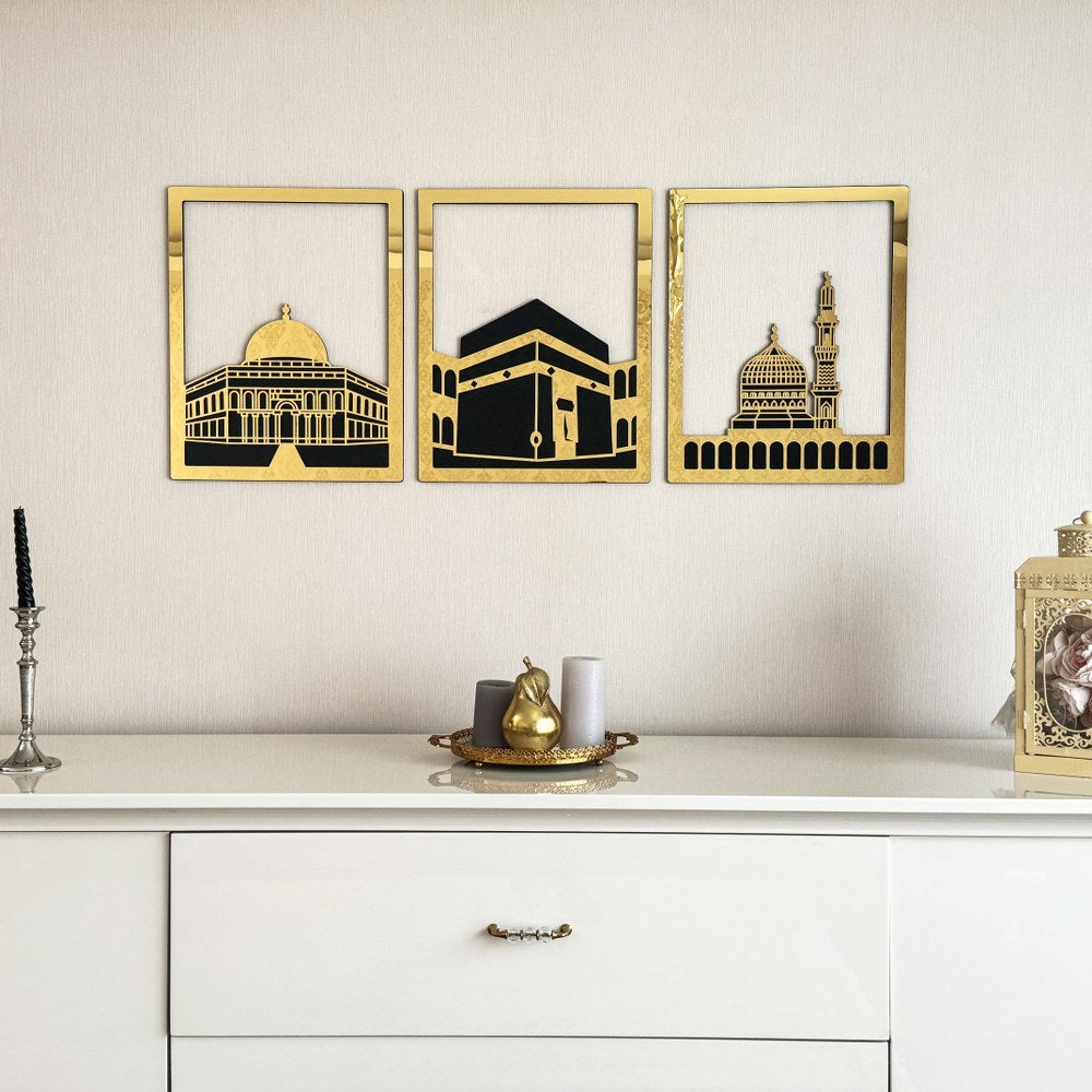Masjid Al-Haram Islamic Wall Art Kaaba Masjid An-Nabawi Masjid Al Aqsa - Acrylic Wood Wall Art