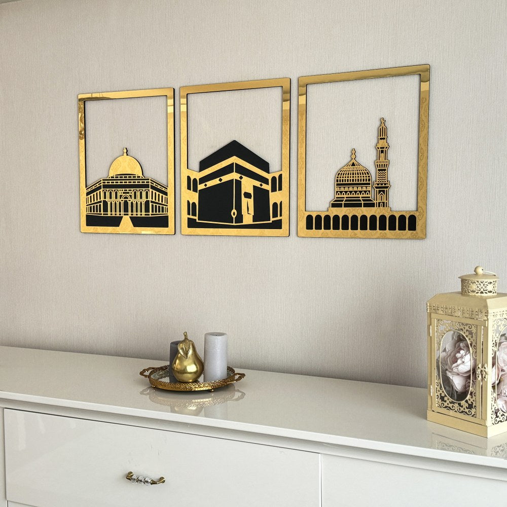 Masjid Al-Haram Islamic Wall Art Kaaba Masjid An-Nabawi Masjid Al Aqsa - Acrylic Wood Wall Art