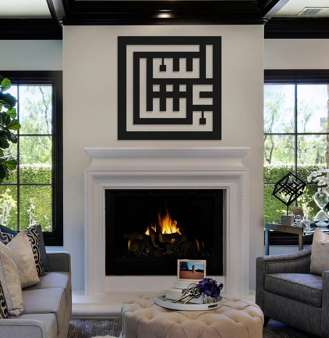 Mashallah kufi metal wall Art (Black)
