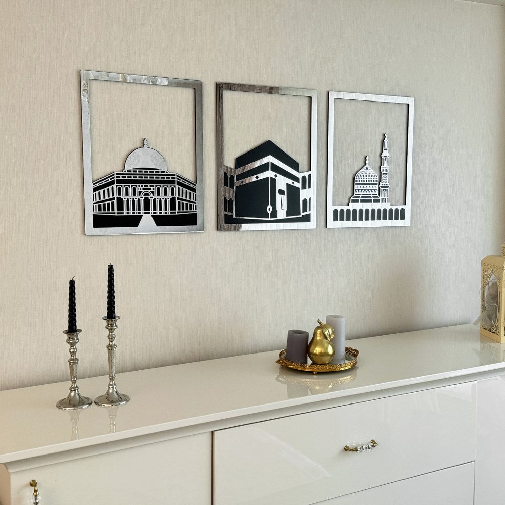 Masjid Al-Haram Islamic Wall Art Kaaba Masjid An-Nabawi Masjid Al Aqsa - Acrylic Wood Wall Art