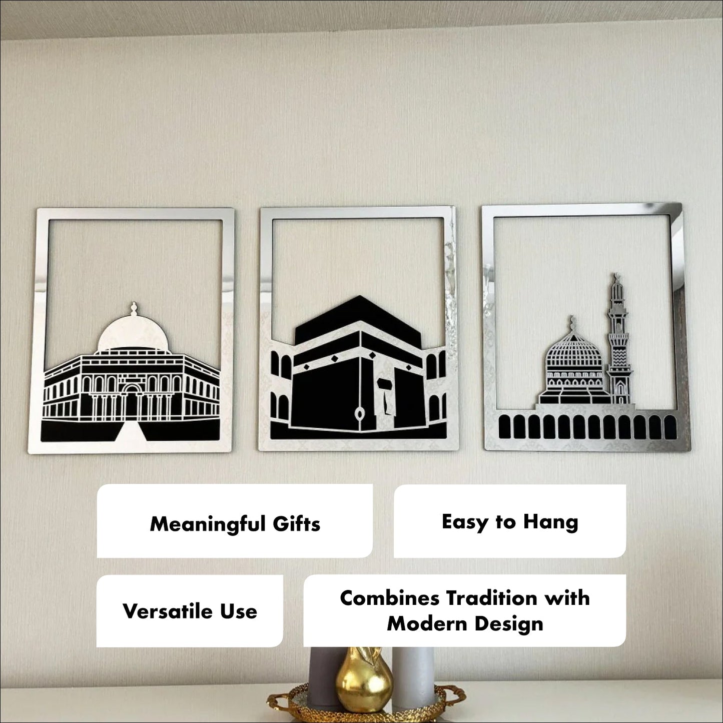 Masjid Al-Haram Islamic Wall Art Kaaba Masjid An-Nabawi Masjid Al Aqsa - Acrylic Wood Wall Art