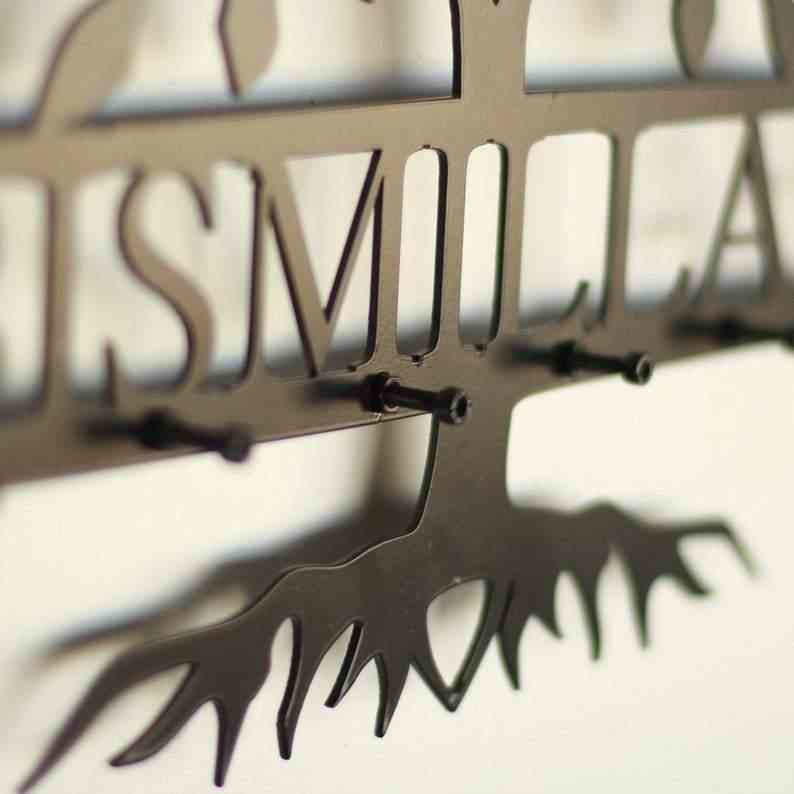 Bismillah Key Holder Tree Shape Islamic Wall Art Decor