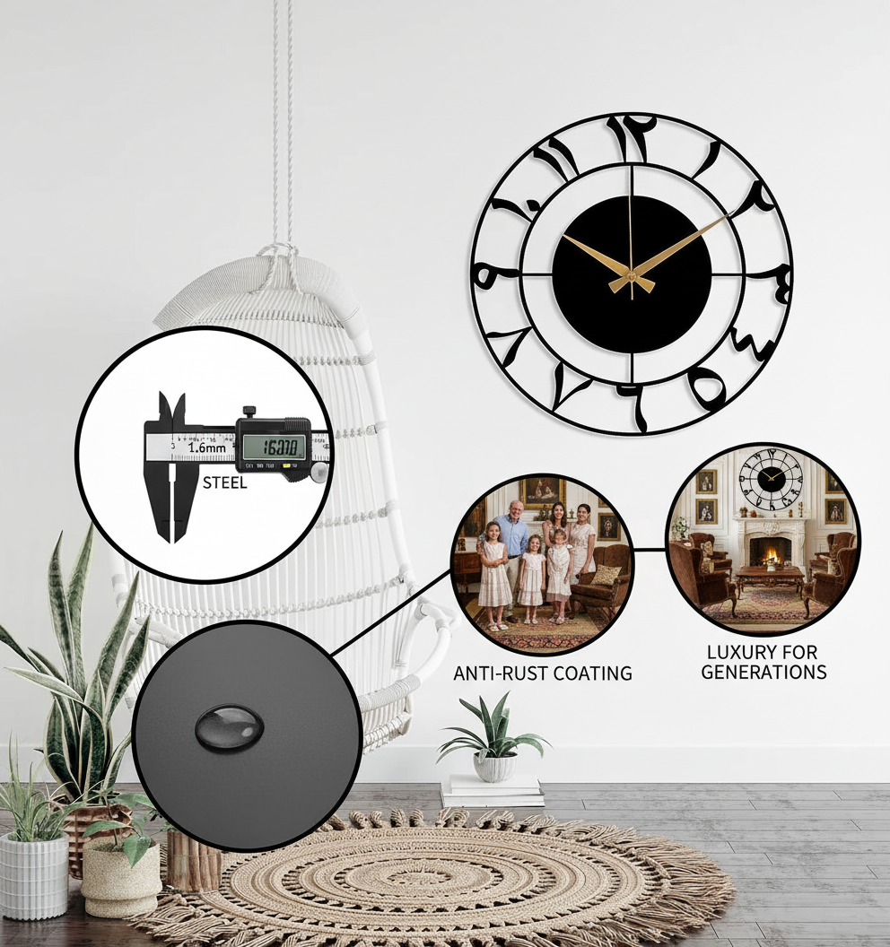 Arabic number metal wall clock | islamic wall clock 40 x40 cm
