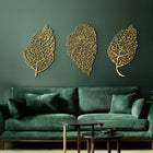Set of 3 Metal Ayatul Kursi, Surah An-Nâs and Surah Al-Falaq Islamic Wall Art (Leaf Pattern)