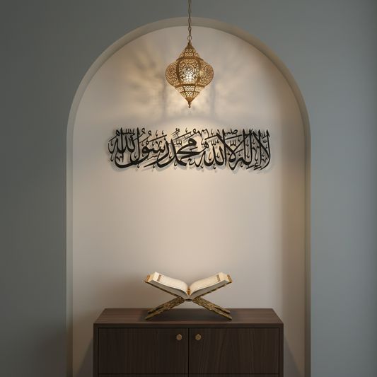 First Kalima Metal Islamic Wall Art – “La ilaha illallah Mohammad Rasulallah” | Premium Modern Calligraphy Decor (Star Product)