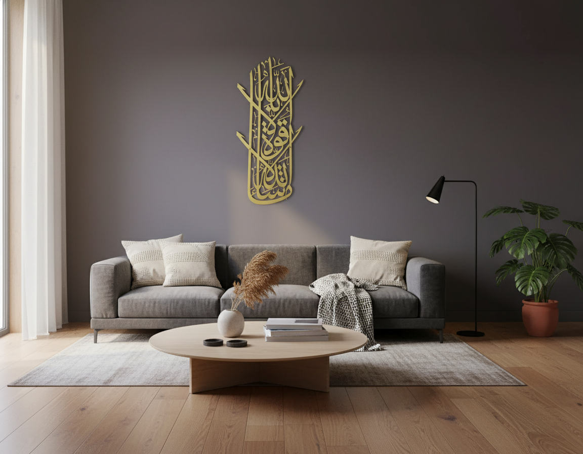 Vertical Ayatul kursi metal wall Art - 68cm