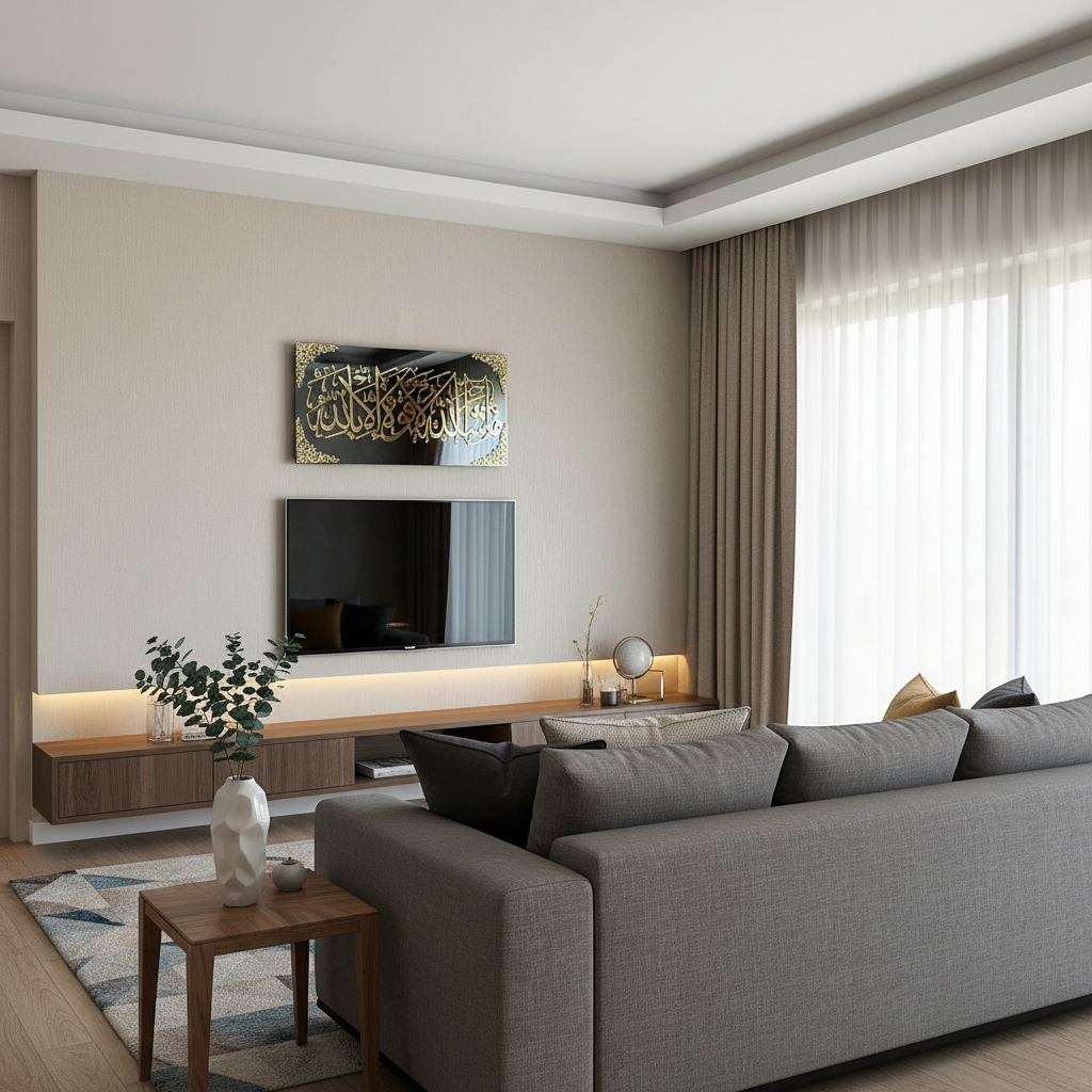 MashAllah La Quvvete illa Billah Acrylic Wall Art | Modern Arabic Calligraphy | Gold & Silver Islamic Ramadan Home Decor | Muslim Gift 33x80cm