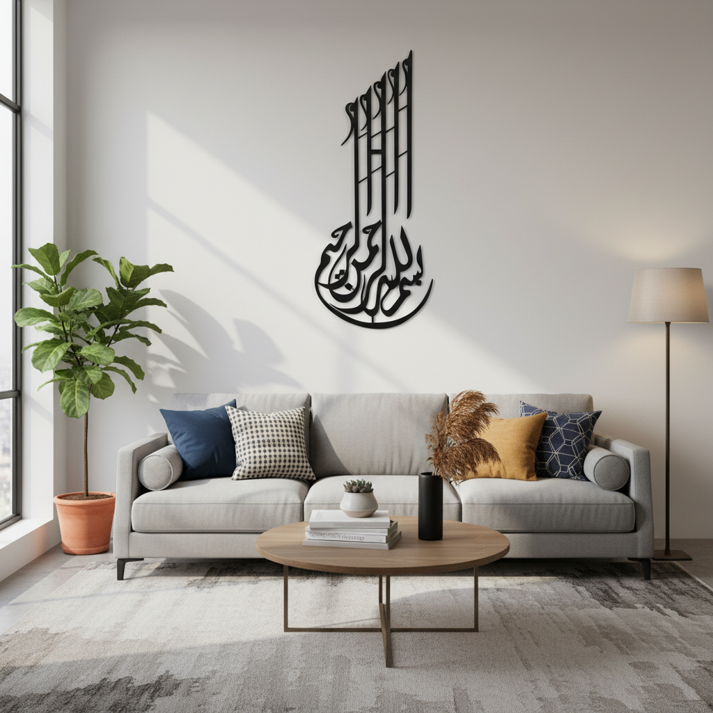 Vertical Bismillah Metal Wall Art
