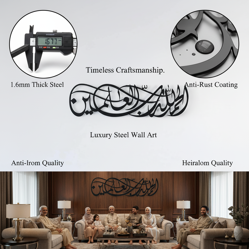Surah Al Fatiha Verse 1 Metal Islamic Wall Art - Arabic Calligraphy