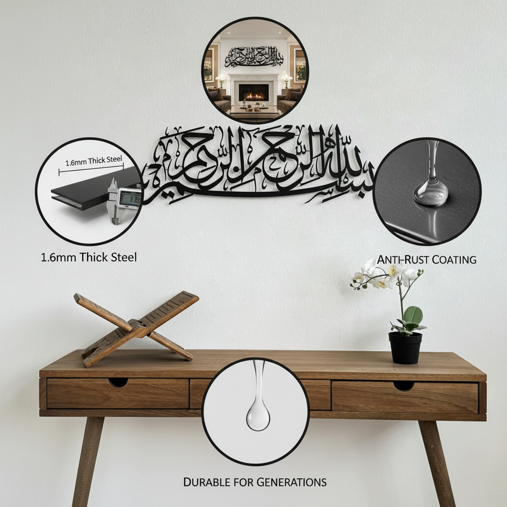 Bismillah Metal Islamic Wall Art - Basmala Metal Wall Art