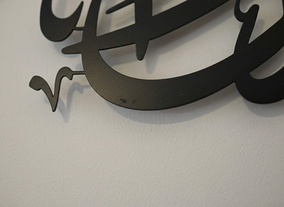 First Kalima Metal Wall Art (32x14.8in) – La Ilaha Illallah Modern Islamic Décor in Black & Gold, Premium Tawheed Calligraphy