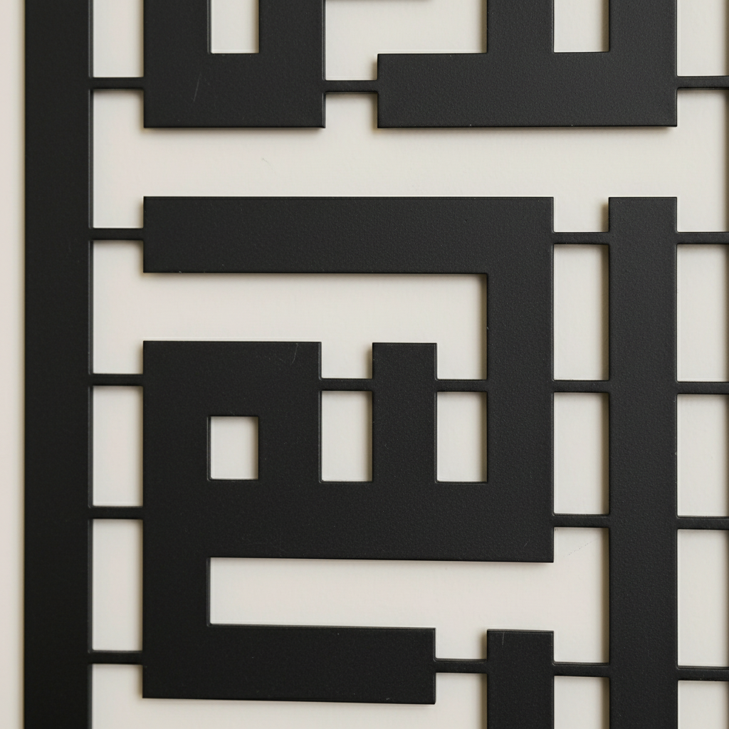 Premium Vertical Kufi Bismillah Metal Wall Art | Modern Islamic Calligraphy Decor for Home, Office & Mosque