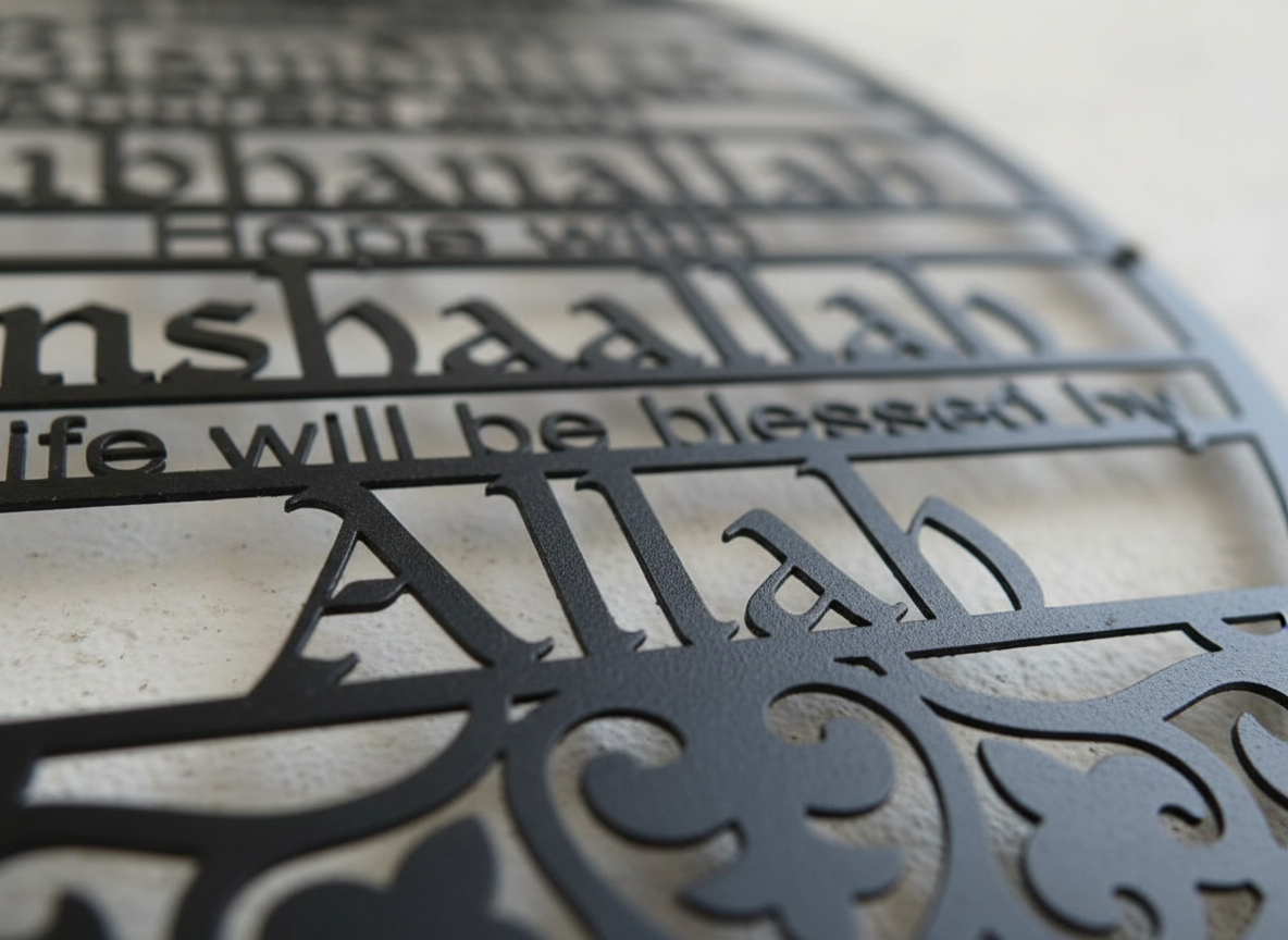 Start With Bismillah Metal Wall Art – Premium Arabic Calligraphy, 60 x 40cm | Modern Islamic Home Decor